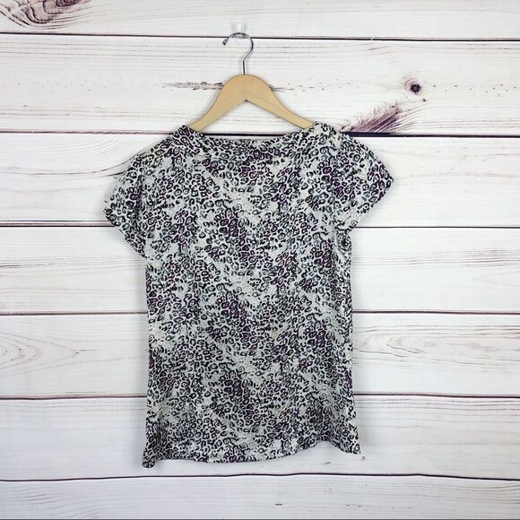 Classifies Entier Silk Purple Leopard Print Blouse - Picture 5 of 7